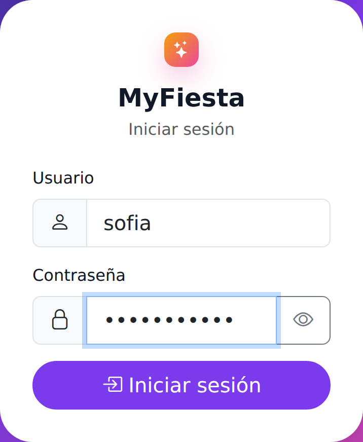Pantalla real para ingresar con usuario y contraseña