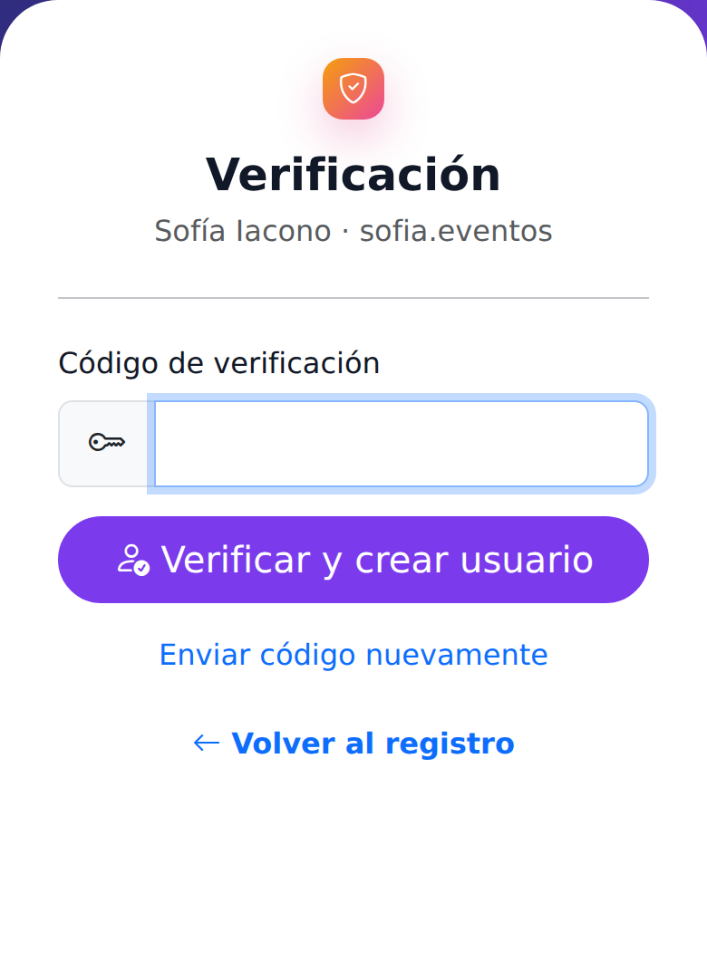 Pantalla real para ingresar el código recibido por WhatsApp